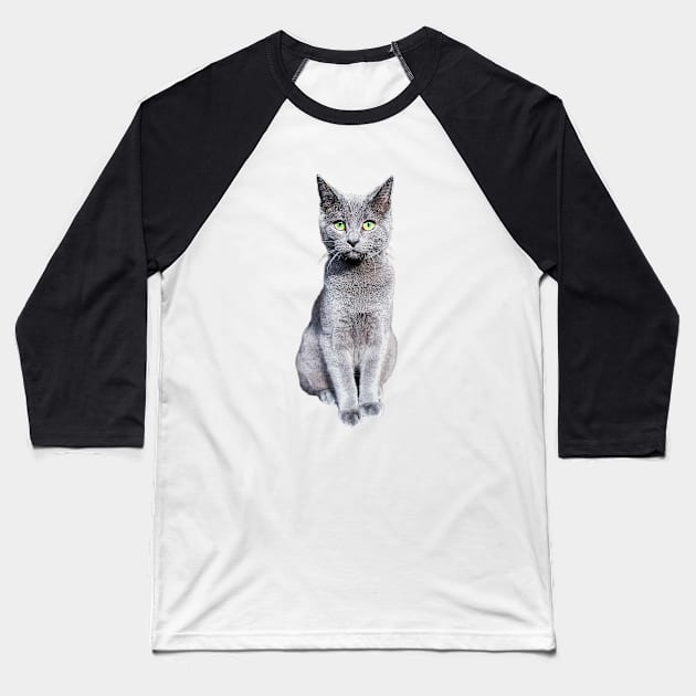 Russian Blue Cat Kitten Baseball T-Shirt by ElegantCat